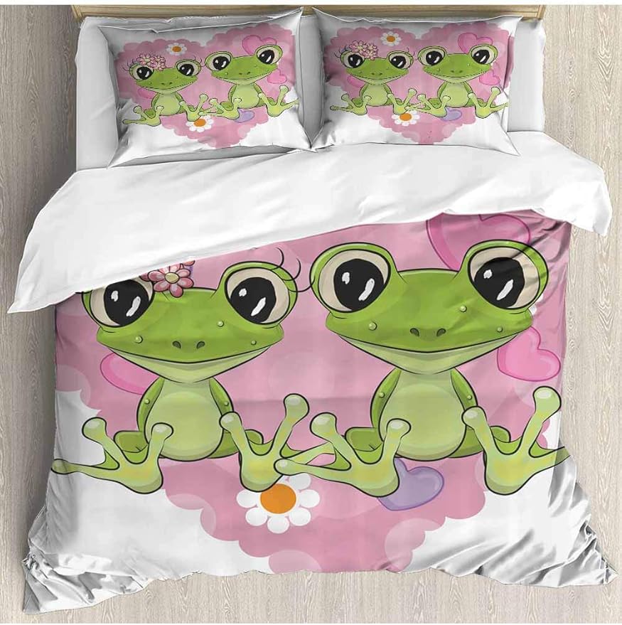 prunushome - Juego de Funda de edredón con diseño de Corazones y Flores