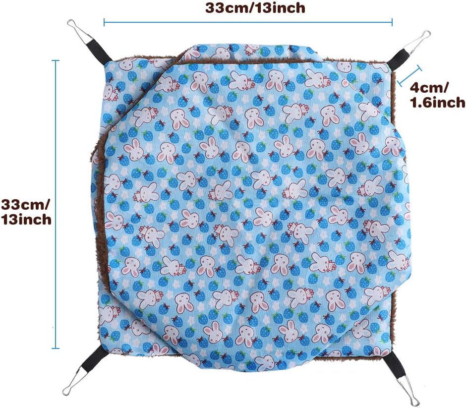 YOUTHINK Warm Small Animal Hammock Cotton Sleeping Nest with Soft Comfortable Luxury Double Layers for Your Samll Pets of Hamster/Parrot/Ferrets(Brown) (Pet Hammock-Blue) - Image 3