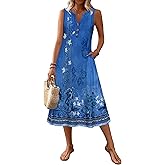 Zeagoo Summer Dress for Women 2026 Sleeveless Tank Midi Dress Vacation Beach Sundress Aline Boho Clothing