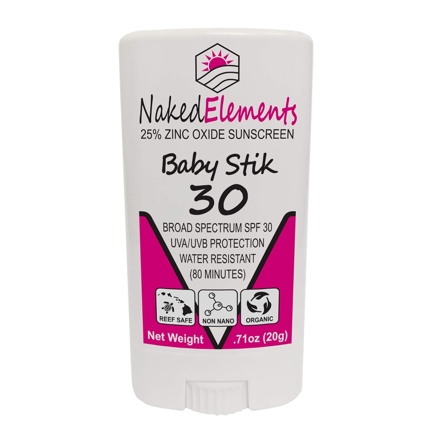 Amazon Com Naked Elements Baby Stik Sunscreen Stick Spf 30 All Natural Reef Safe 25 Non Nano Zinc Oxide Broad Spectrum Organic Vanilla Beauty