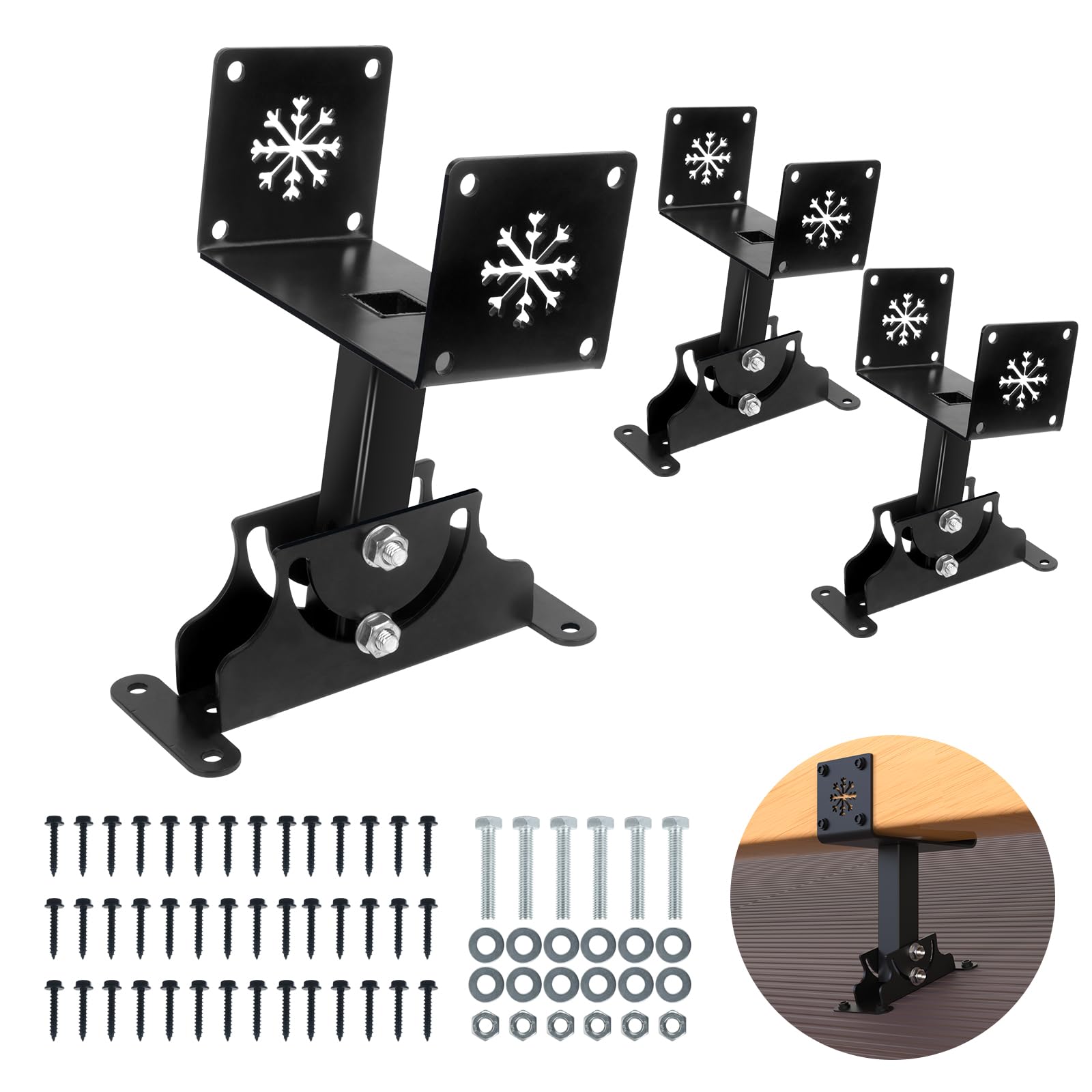 Photo 1 of 3Pack Heavy Duty Adjustable 3.55" Pergola Roof Riser Beam Brackets Hardware Kit for Patio Cover, Fit 4x4 & 4x6 Wood Beam