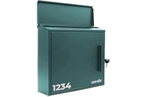 SereneLife Outdoor Wall Mailbox | 0.46 Cubic FT Locking Mailbox | Easy Installation, Secure Lock Mechanism | Ideal for Reside