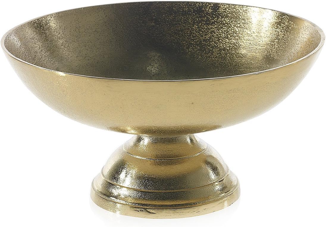Metal Compote Vase w/ Pedestal Base, 6 in. tall, 11.75 in. wide, Gold