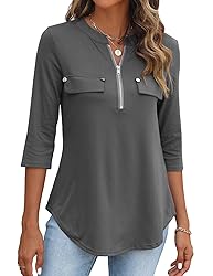 Halife Dressy Tops for Women 3/4 Sleeve Tunic Tops