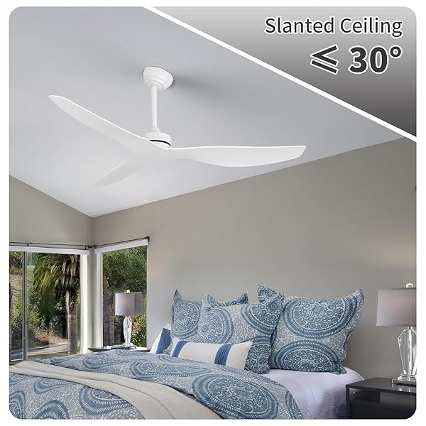 ITNI CEILING FANS WITHOUT LIGHT,52 INCH CEILING FAN WITH REMOTE CONTROL,3 REVERSIBLE BLADE,WHITE CEILING FAN FOR BEDROOM, LIVING ROOM,HALLWAY