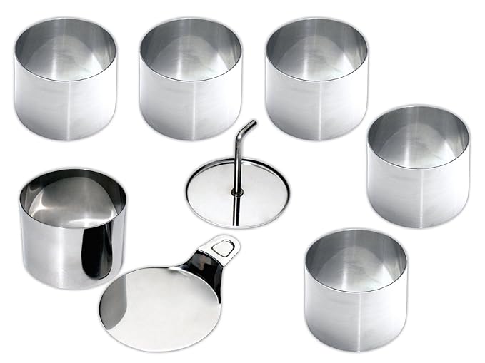 chg Set 245-00 Dessert- Speiseringset, 8-tlg., hochwertiger Edelstahl-rostfrei in Profiqualität (6 Dessertringe d = 7,5 cm, H