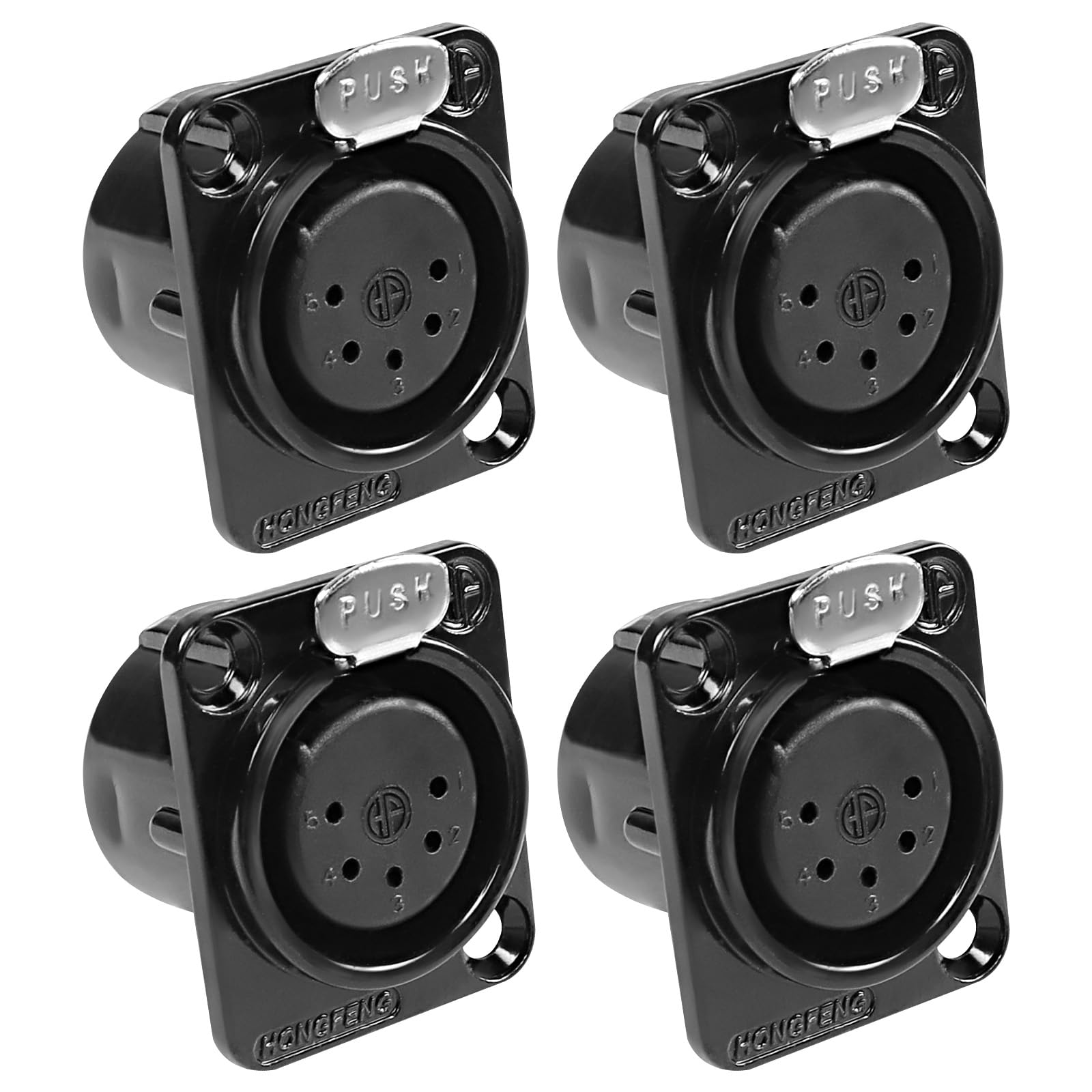 XMSJSIY 5 Pin XLR Panel Mount Connector XLR Female Socket Audio Speaker Microphone Connector D-Type Chassis Solder for Microphone Musical Instruments- 4pcs (5 Pin Female)