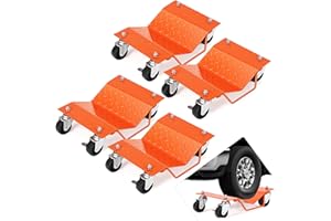 TackView Car Dollies 4-Pack, 8000 LBS Heavy-Duty Wheel Skates w/Security Locks, Garage Vehicle Mover