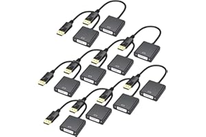 URELEGAN DisplayPort to DVI Adapter Cable 10-Pack, DisplayPort to DVI-D Single Link Adapter Male to Female Compatible for Lenovo, Dell, HP with Computer, Desktop, Laptop, PC, Monitor, Projector
