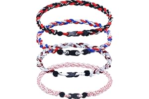 SHEHARUHI 4 PCS Baseball Necklaces Three Braided Rope Tornado Necklaces Baseball Rope Necklaces Sports Titanium Necklace for Men Softball Player Fans Sports Team