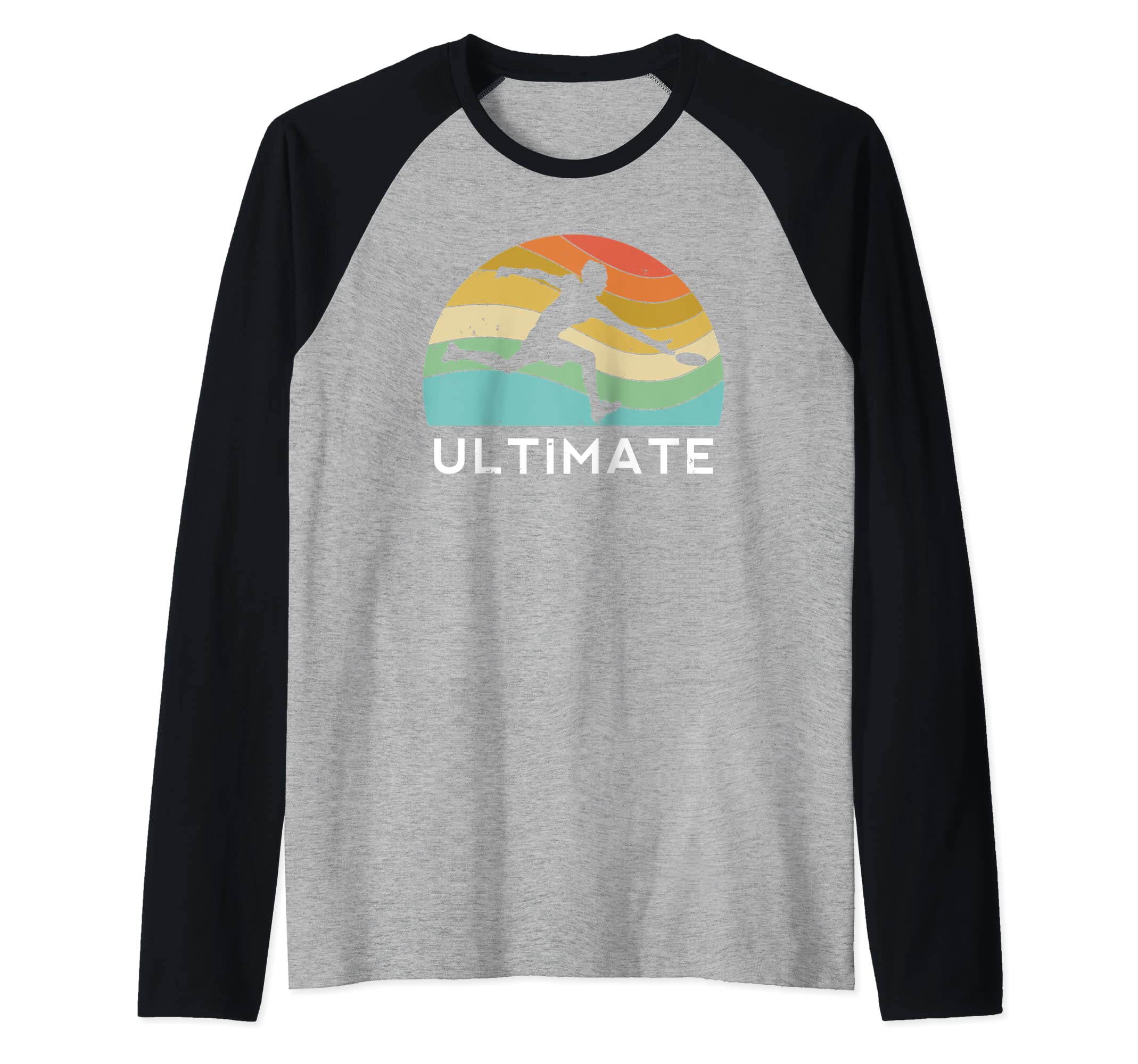 Ultimate Frisbee Retro Player Men Women Flying Disc Throwing Raglan Baseball Tee