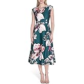 Calvin Klein Women's Cap Sleeve Hardware Belt Crepe A-Line Midi Dress