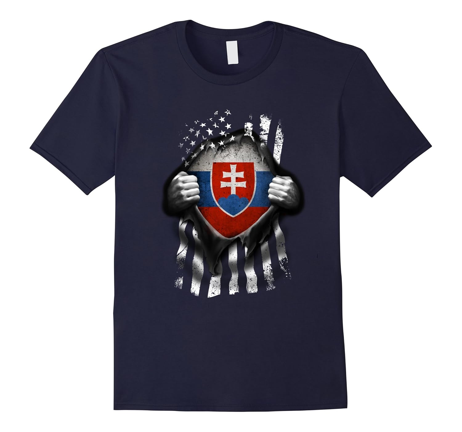 Slovak American Flag T Shirt. Slovakia National Flag Shirt-ANZ