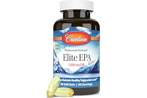 Carlson - Elite EPA Gems, 1000 mg EPA Fish Oil, Wild-Caught, Norwegian Fish Oil Supplement, Sustainably Sourced, Helps Maintain Healthy Triglyceride Levels, 60 Softgels