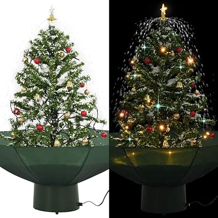 Vidaxl Sapin De Noel Avec Pied De Parasol Et Chute De Neige Led Vert 75 Cm Amazon Fr Cuisine Maison