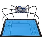 Kaisi Helping Hands Soldering Station with Soldering Mat,6 Flexible Arms | Third Hand Tool Heat-Resistant Silicone Solder Mat Base Soldering Kit Helping Hands for Electronic Repair Soldering Jewelry