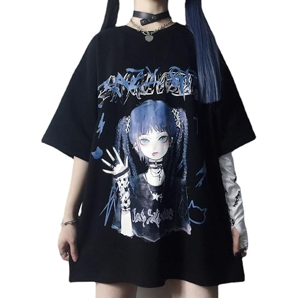 LREUIP Gothic Oversized Printed T-Shirt Harajuku Street Trend Men