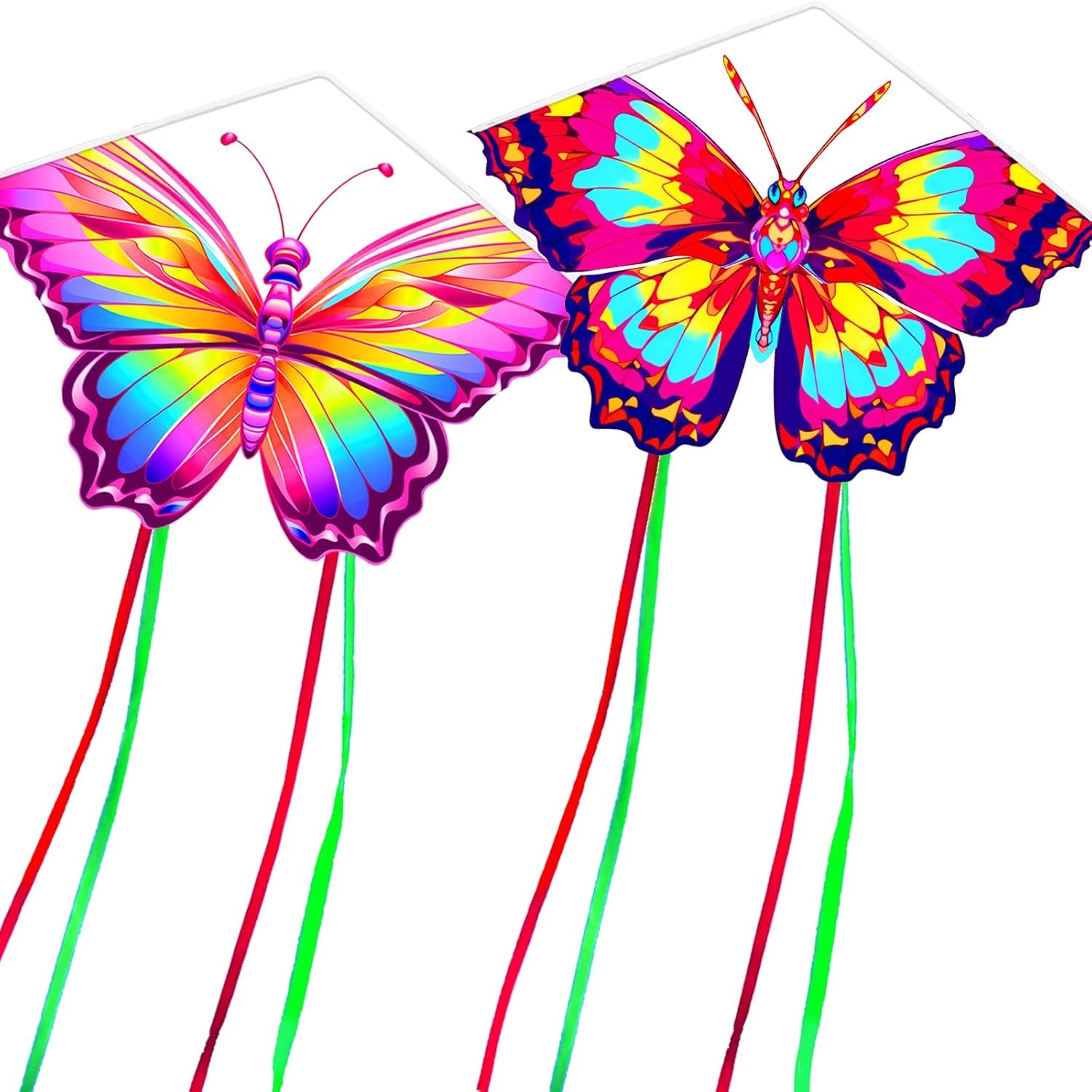 Touch the sky 2 Packs Vivid Butterfly Kite for Kids and Adults, Easy to Fly, Exquisite Fabrics and Unique Structure Design, Excellent Outdoor Games and Activity Toys, Suitable for Beginners. (Style 1)