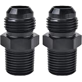 EVIL ENERGY 8AN Male to 3/8" NPT Fitting Straight Aluminum Black 2PCS | Straight Fuel Hose Adapter Fitting, AN8 to 3/8" NPT, 3/4-16 UNF Thread, 6061-T6 Aluminum Alloy, 37&deg; Flare Sealing, 1500 PSI