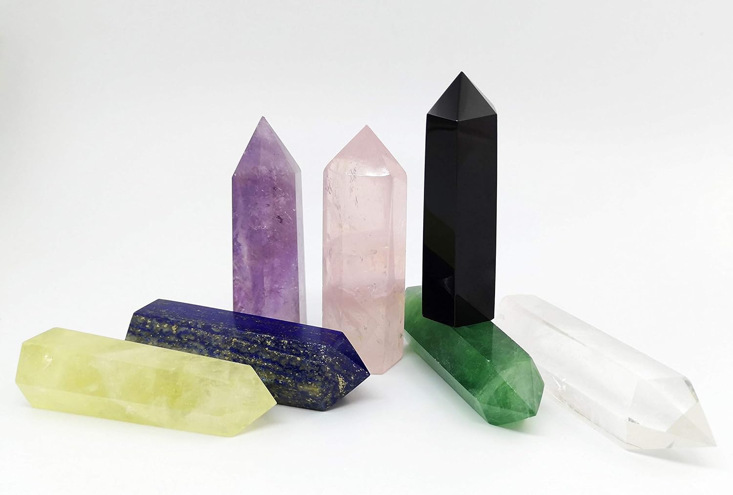Healing Crystal Wands Point Faceted Prism Bars for Reiki Chakra Meditation Therapy Deco (Set of 7 Wands), 60 - 80 mm - Image 4