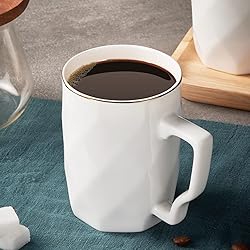 Chulan Coffee Mugs, 12OZ White Bone China Coffee