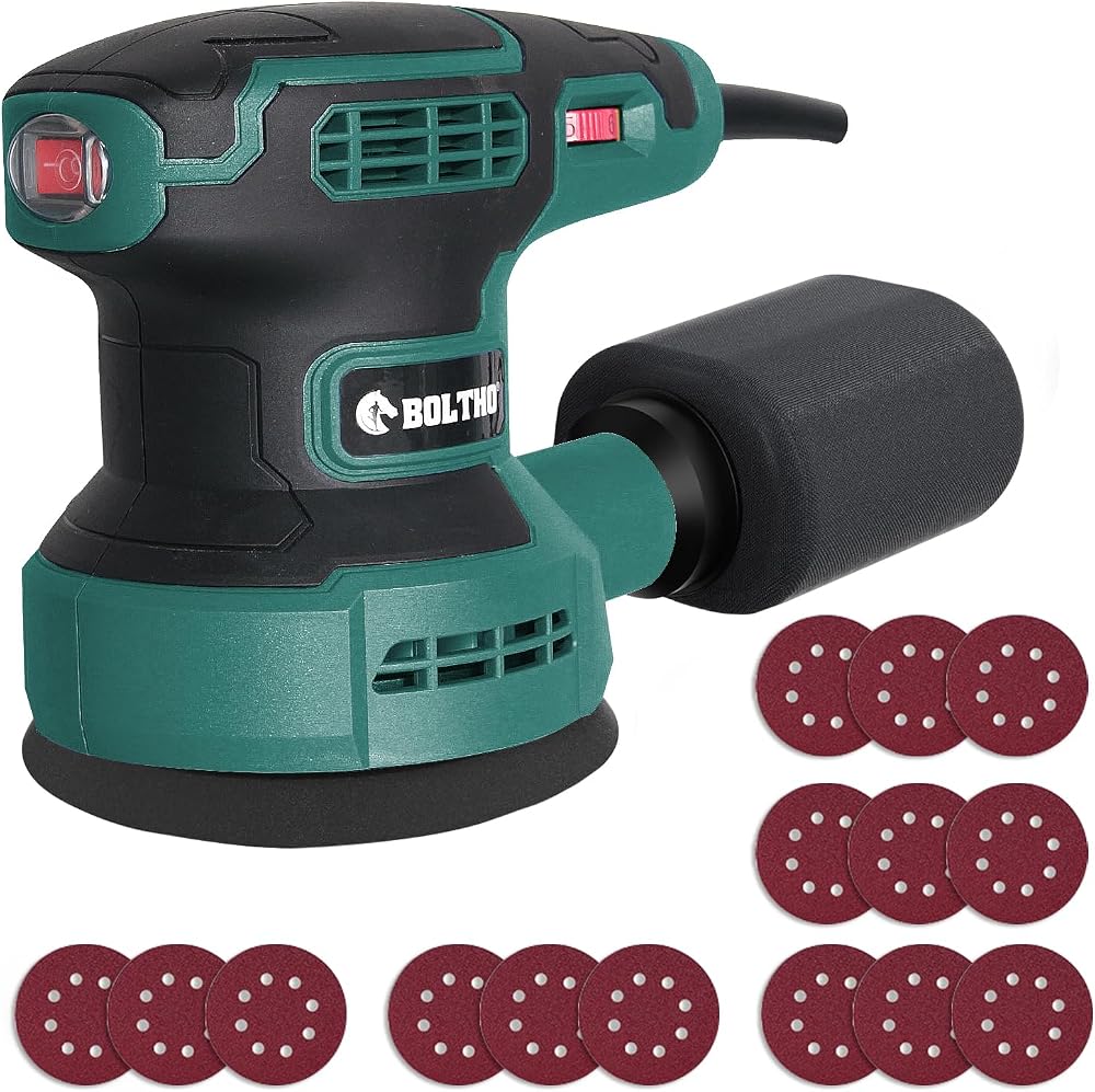 BOLTHO 320W Random Orbital Sander 6 Variable Speeds 13000RPM 125MM 15pc