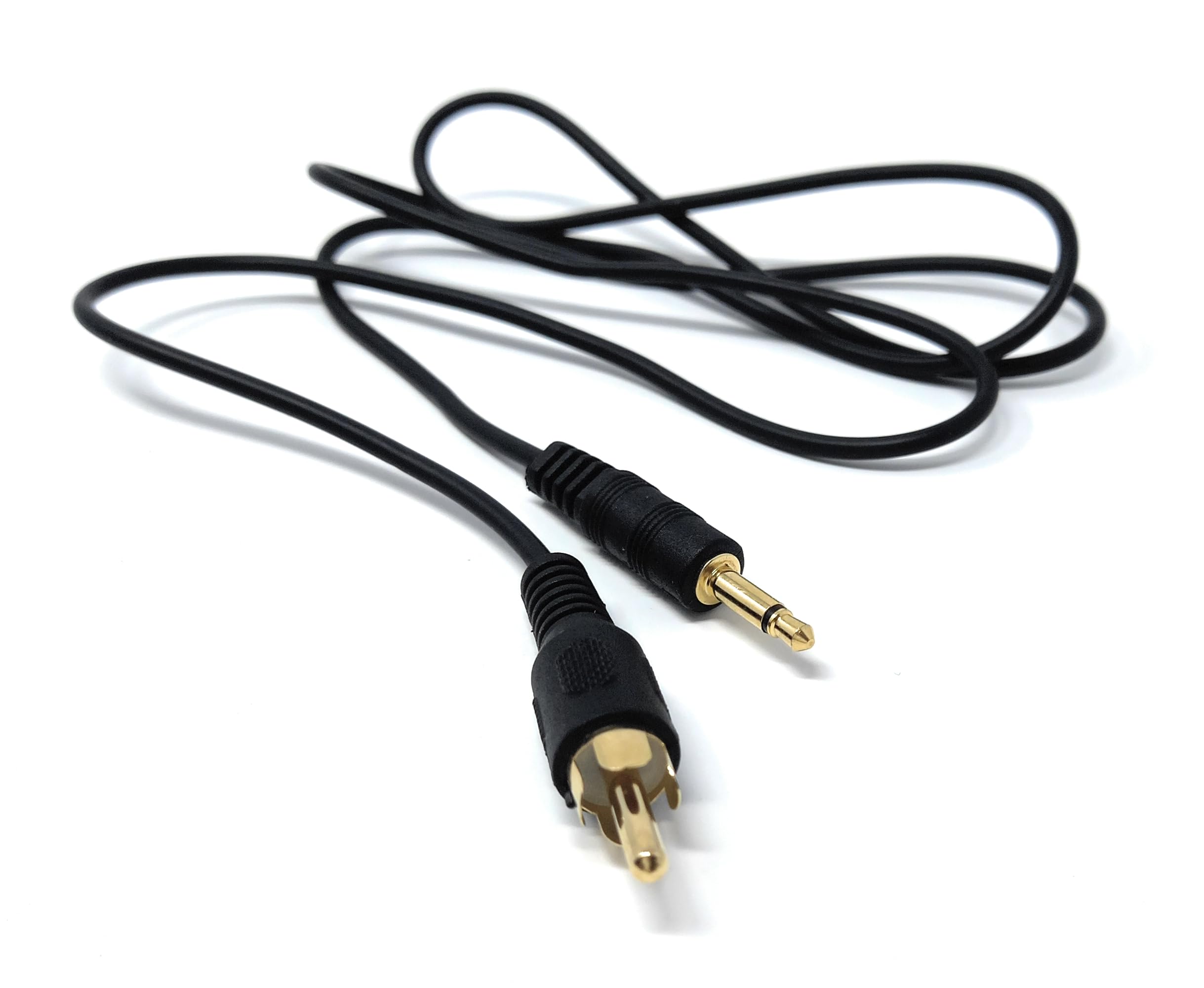 DRUT 1m 3.5mm Mono Jack Plug To RCA Phono Single Plug Lead Cable 3ft, (Black Gold)