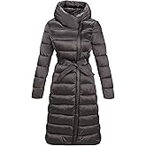 Bellivera Women's Puffer Jacket Lightweight Quilted Hooded Long Down Alternative Coat with Belt