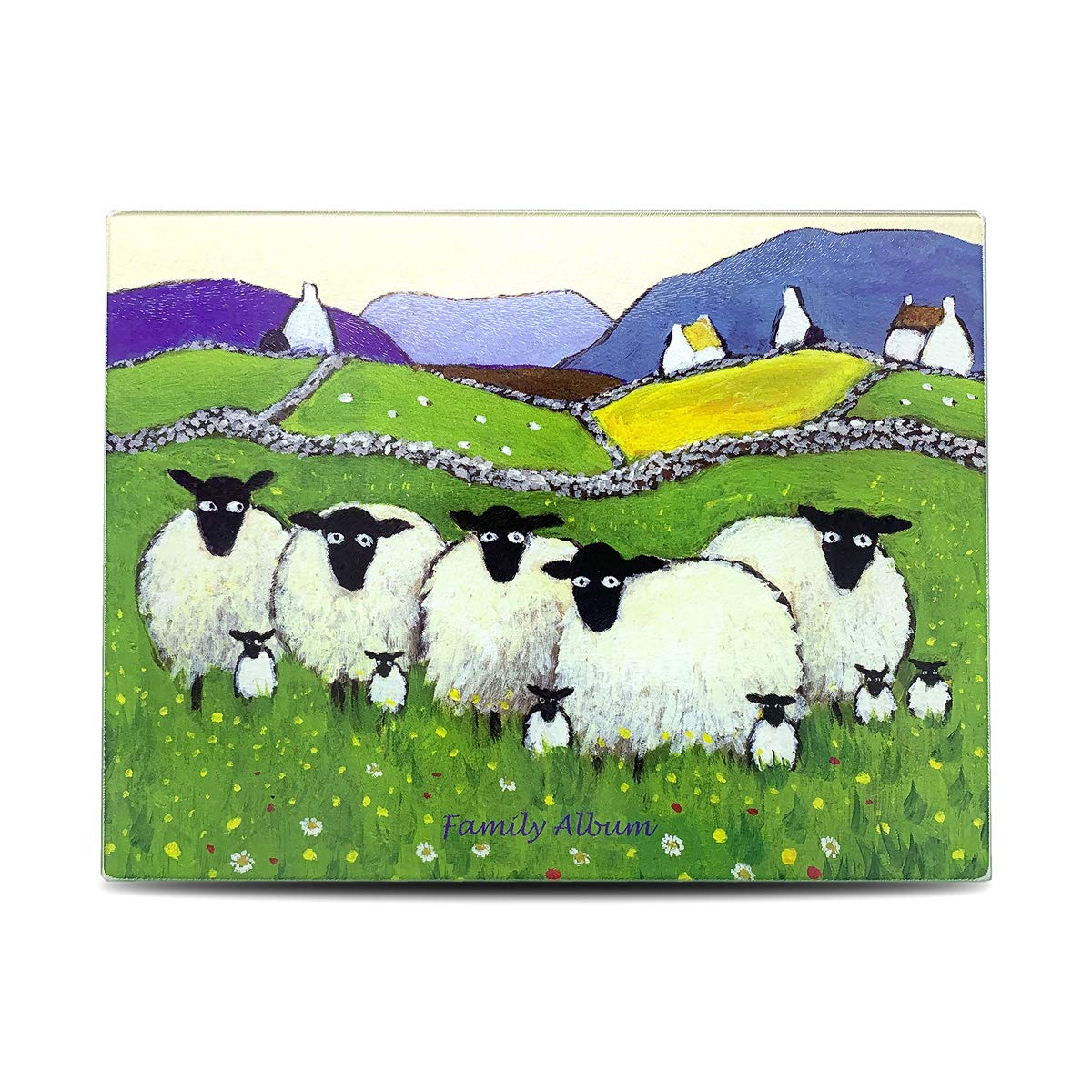Family Album Glass Chopping Board Table Top Protector by Thomas Joseph - Sheep Gift