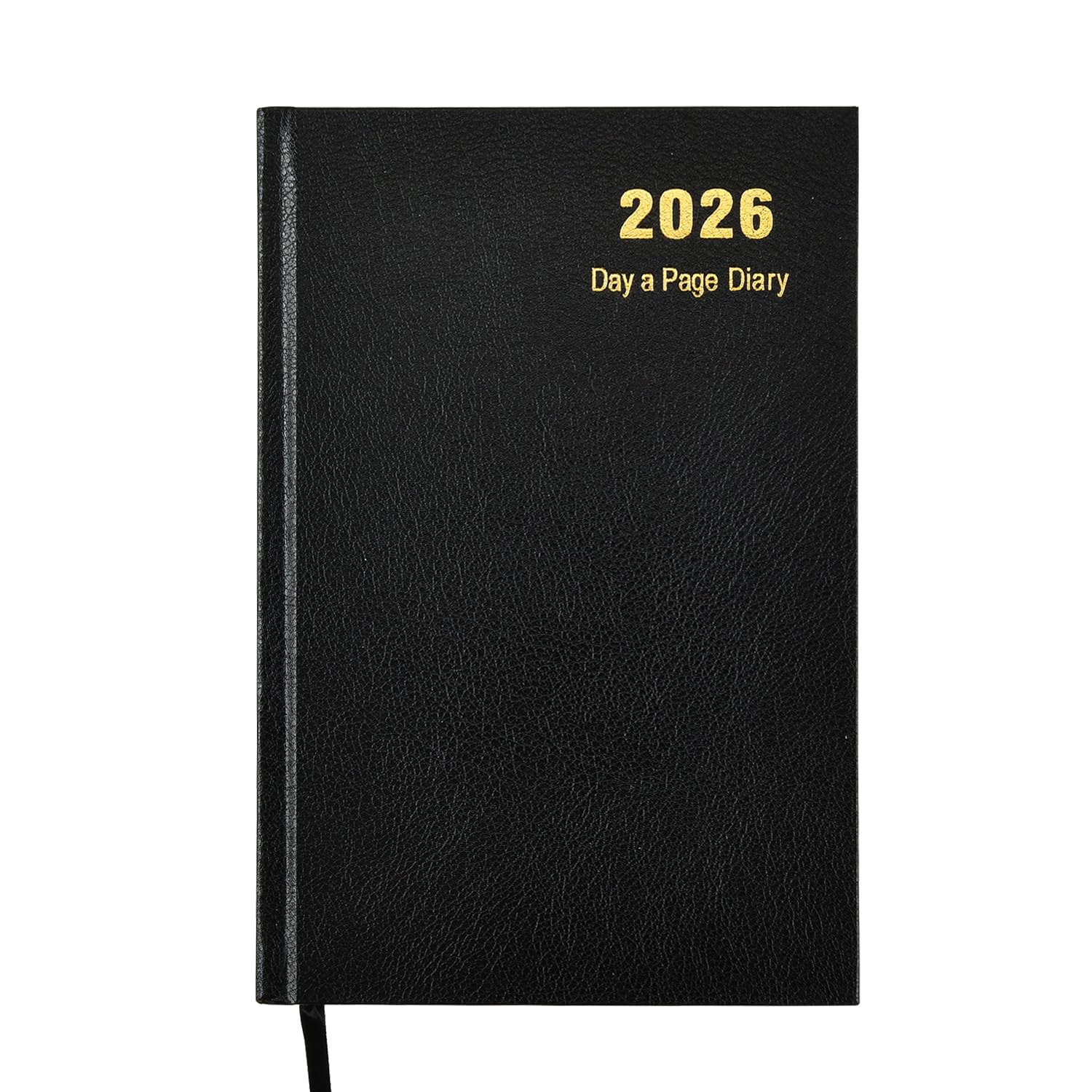 2026 Diary A5 One Day to Page Hardback Cover & Ribbon Marker | Year Planner for Business, Office, Home, Traveling, Organization, Appointments (Black)
