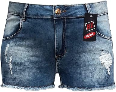 short jeans cintura alta curto rasgado