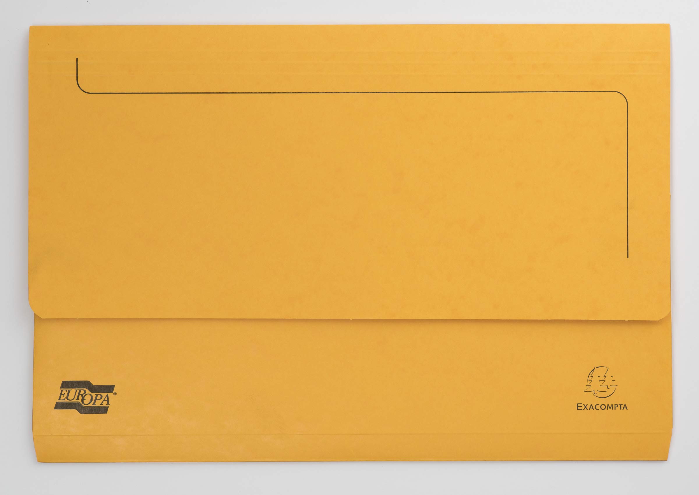 Exacompta - Ref 5256Z - Europa - Pocket Wallet, 356 x 242mm, Half Flap Front for Security, 300 Micron Premium Pressboard, Holds A4 & Foolscap Documents - Yellow, Pack of 10
