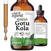 Wild & Organic Gotu Kola Extract Drops - Brain Support with Centella Asiatica Extract - Liquid Gotu Kola Supplement for Focus - Vegan, Sugar & Alcohol-Free Herb Tincture - 4 fl oz