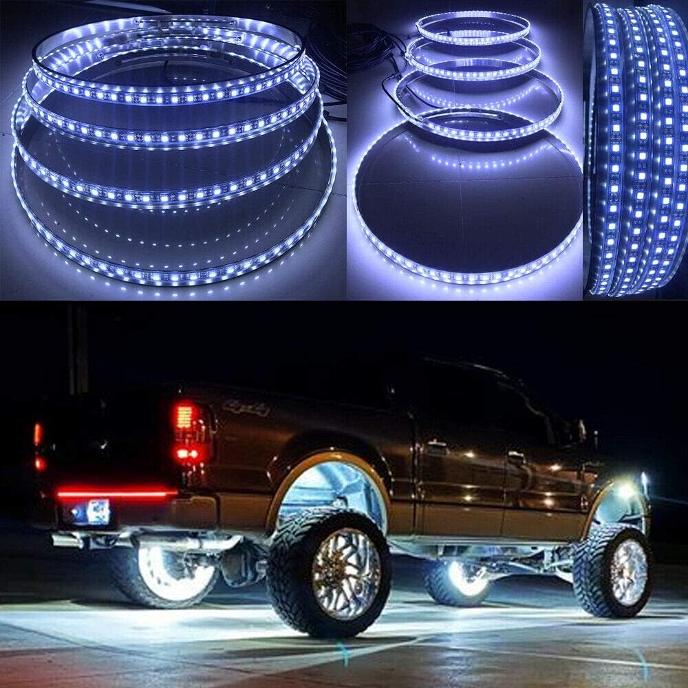 15.5" IP68 Brightest WHITE LED Wheel Lights Switch Ctrl