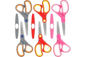 Kids Scissors 6-Pack, BURVAGY 5.5" Safety Small scissors with Cover, Student Blunt Tip Scissors for School Kids Age 4-7 8 9 10-12