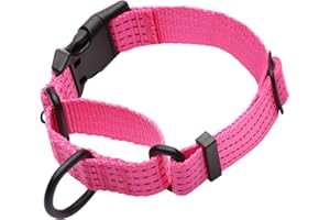 LUCKYDC Martingale Collar for Training Dogs. Adjustable Reflective Dog Collars with Buckle- NO Pull-Prevents Slipping Out, for Medium Large XL Dogs. Helps with Strong pullers (M, Pink)