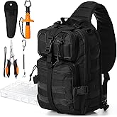 Eccliy 6 Pcs Fishing Tackle Bag Backpack with Rod Holders, Tackle Box, Fishing Pliers Kit and Fish Lip Gripper, Fish Gear and Equipment Fisherman Gift for Men Women