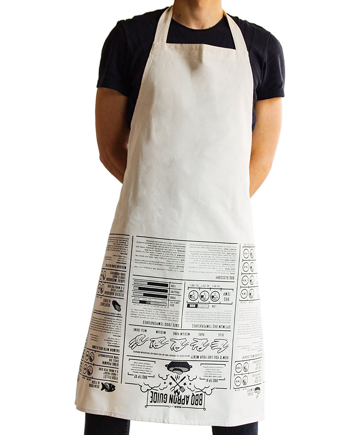 Suck UK Apron Cooking Guide - Full Length and 100% Unbleached Cotton Canvas