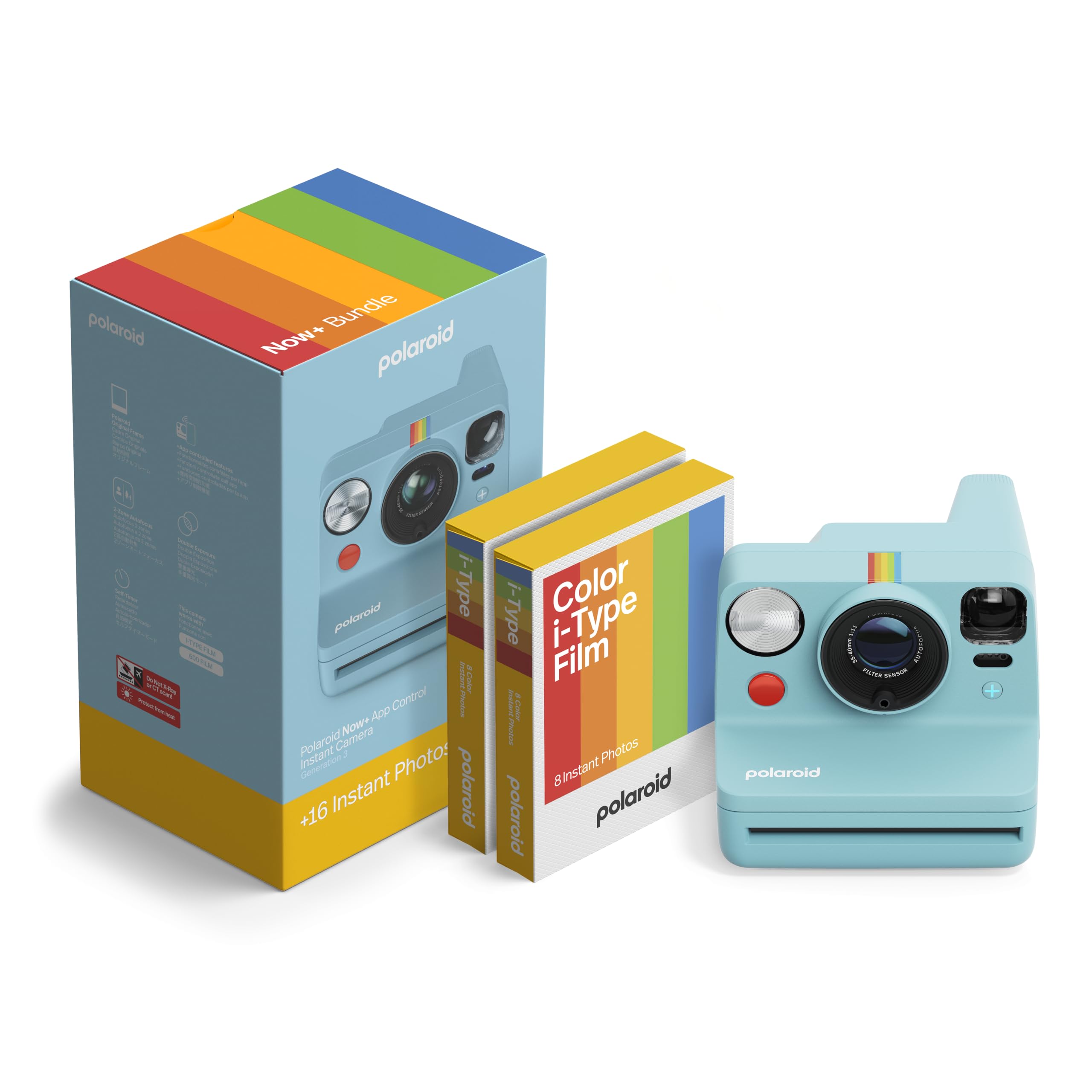 Photo 1 of ****FILM BUNDLE MISSING*****Polaroid Now+ 3rd Generation I-Type Instant Camera + Film Bundle - Now+ Bluetooth App Controlled Arctic Blue Camera + 16 Color Photos (6645)