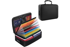 ETTONSUN Fireproof Document Box File Organizer with Lock, Fireproof Document Bag Waterproof Fire Proof File Boxes Travel Important Document Organizer Holder Portable File Organizer Document Storage (Black)