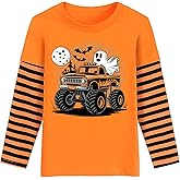 TBBCWWQY Kids Halloween Shirt Boys Girls Pumpkin Face Skeleton Ghost T-Shirt Glow in The Dark Long Sleeve Cotton Crewneck Tee
