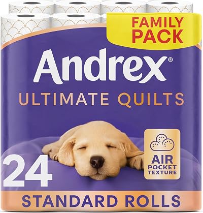 Andrex Ultimate Quilt Toilet Roll 24 x 3-Ply Thick Soft Sheets FSC Certified