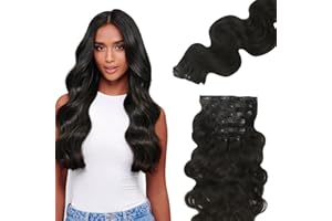 Lashey Body Wave 110g 7pcs Clip in Hair Extensions 22 Inch Seamless Clip in Hair Extensions Human Hair with Invisi Edge