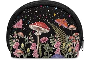 Vanideaoty Mushroom Mini Wallet Plant Mini Travel Wallet Bag Small for Adults Kids