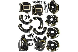 ARRCat Brass Portal Covers Weights/Axle Diff Cover/Inner Portal Covers Front Steering Knuckles Upgrades Part for SCX10 III,Rc Upgrades Part Hops Up for SCX10 III,Black