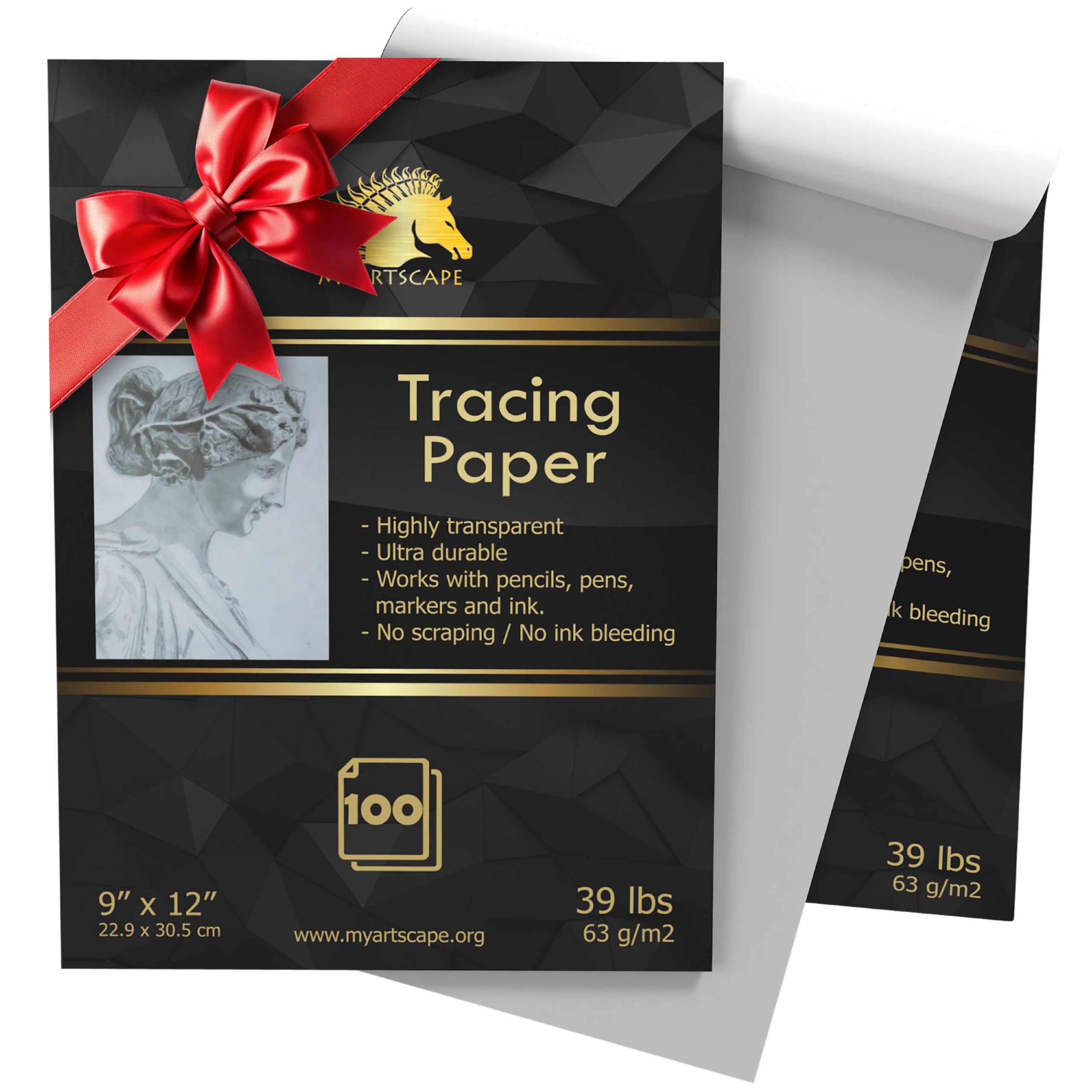 MyArtscape Tracing Paper Pad - 39lb - 9" x 12" - 150 Transparent Sheets - Artist Quality