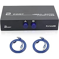 thumbnail image 2 of 2-Port USB Switch With Cables - Share Printer Between 2 Computers Manual Switch Box 2 of 11