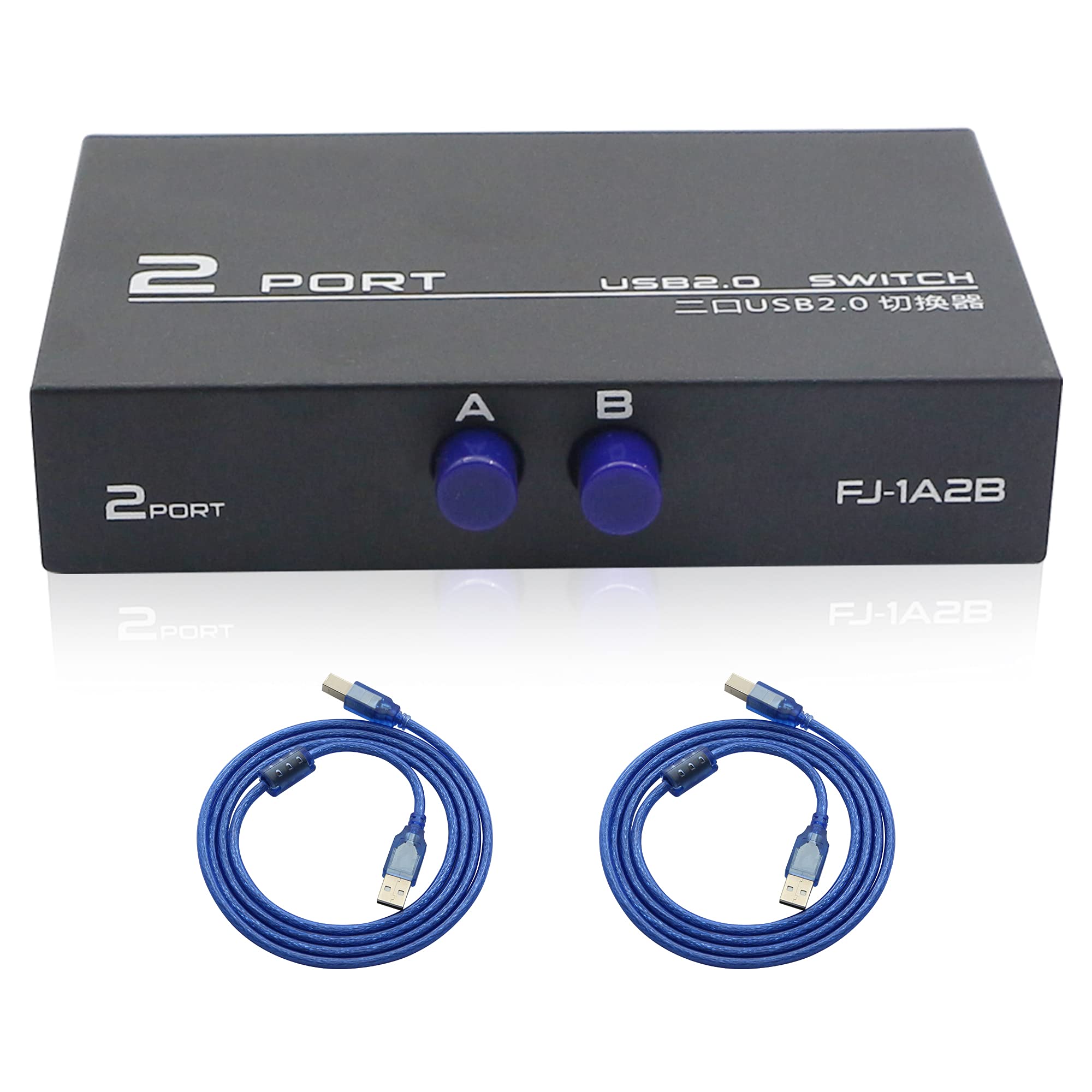 QIANRENON USB B Printer Switch Adapter USB B 2 Port Shared Select Allocator 1 Point 2 Shared Print,for Printers, Scanners