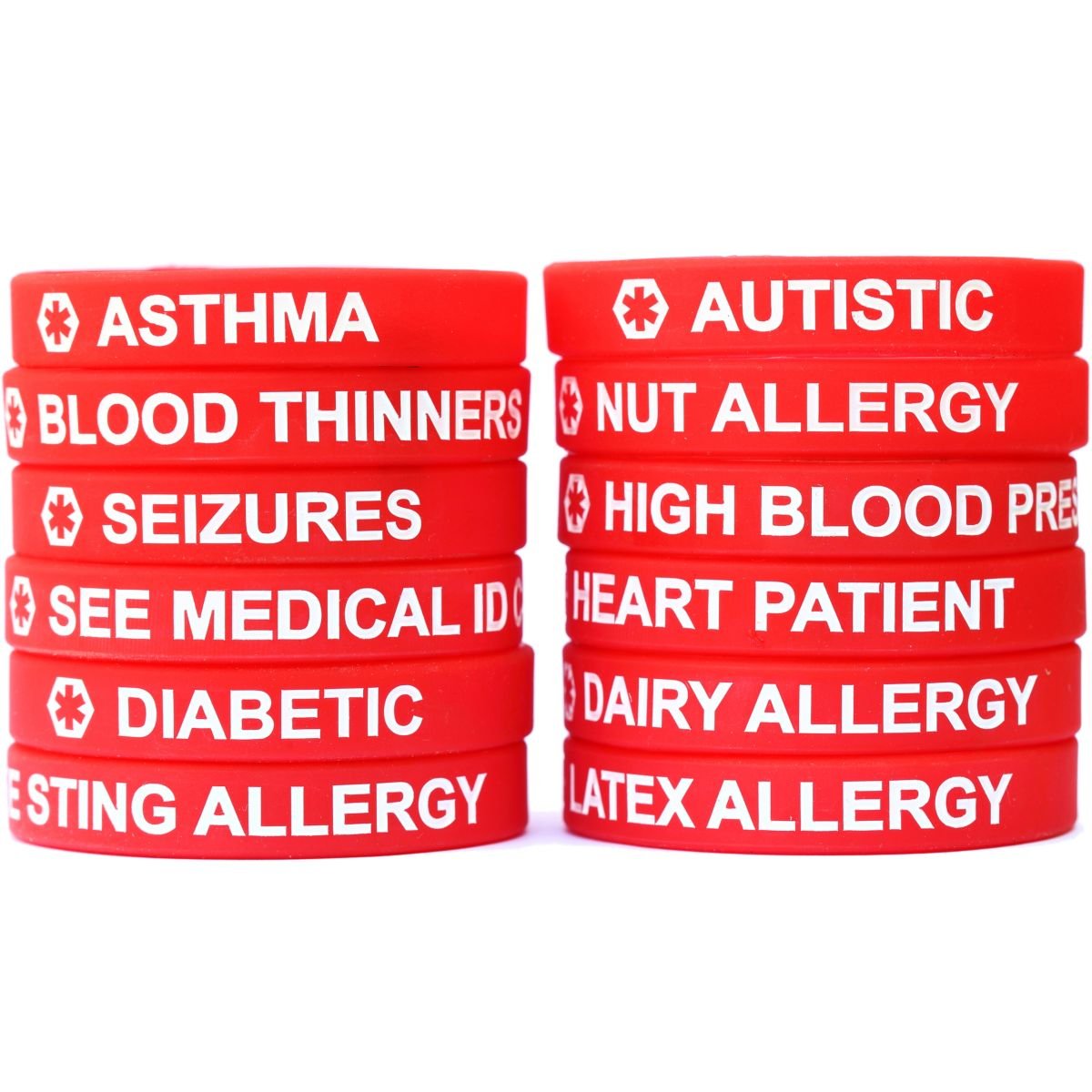 SayitBands 2 Pack of Medical Alert Wristband Bracelets in 12 Options