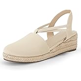 Coutgo Women's Platform Wedge Espadrille Sandals Slingback Slip on Closed Toe Strap Shoes